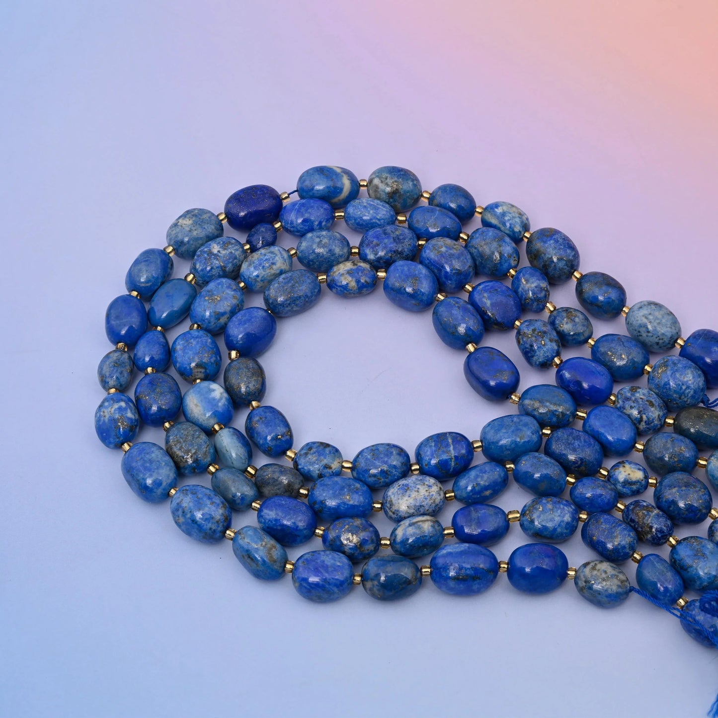 Natural Blue Lapis Oval Gemstone Beads, Size 10-17mm Blue Lapis Nugget Bead, DIY Jewelry Making Beads, 15.5 Inches Per Strand - Mycrazycrystal