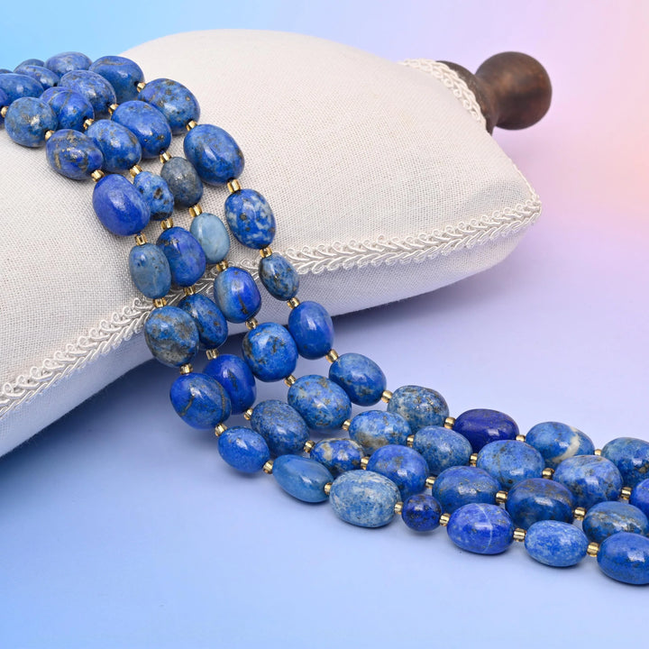 Natural Blue Lapis Oval Gemstone Beads, Size 10-17mm Blue Lapis Nugget Bead, DIY Jewelry Making Beads, 15.5 Inches Per Strand - Mycrazycrystal