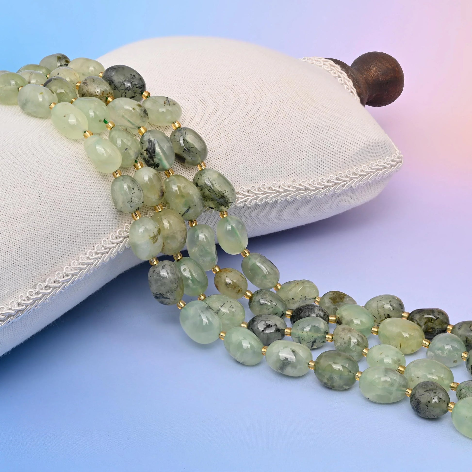 Natural Green Prehnite Oval Gemstone Beads, Size 10-17mm Green Prehnite Nugget Beads, DIY Jewelry Making Beads, 15.5 Inches Per Strand - Mycrazycrystal