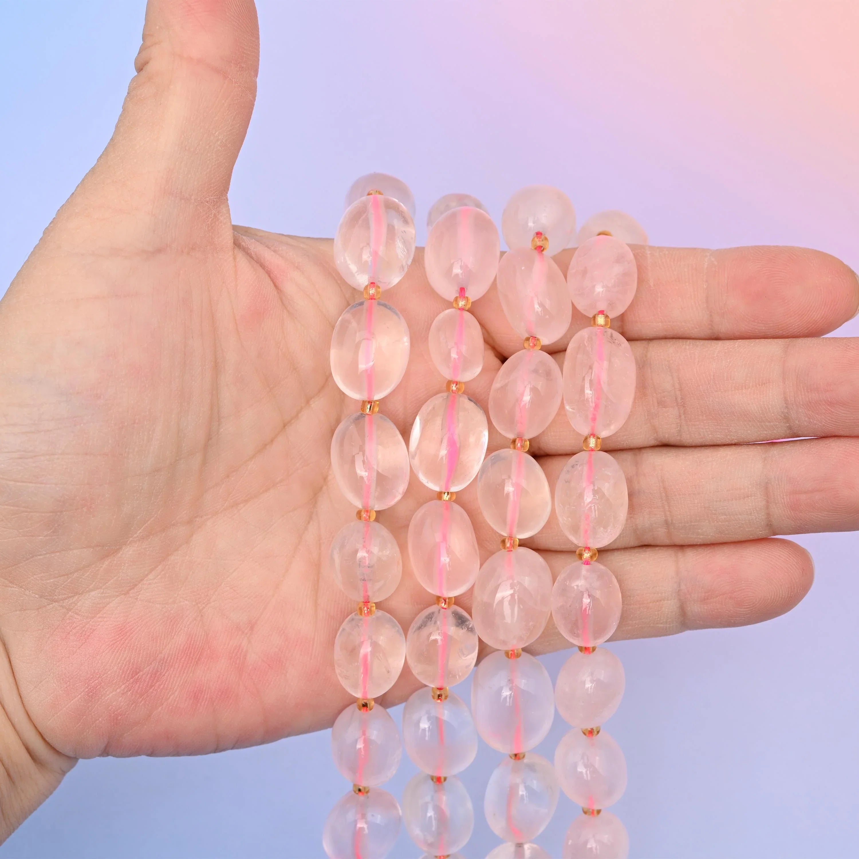Natural Pink Rose Quartz Oval Gemstone Beads, Size 10-17mm Rose Quartz Nugget Beads, DIY Jewelry Making Beads, 15.5 Inches Per Strand - Mycrazycrystal