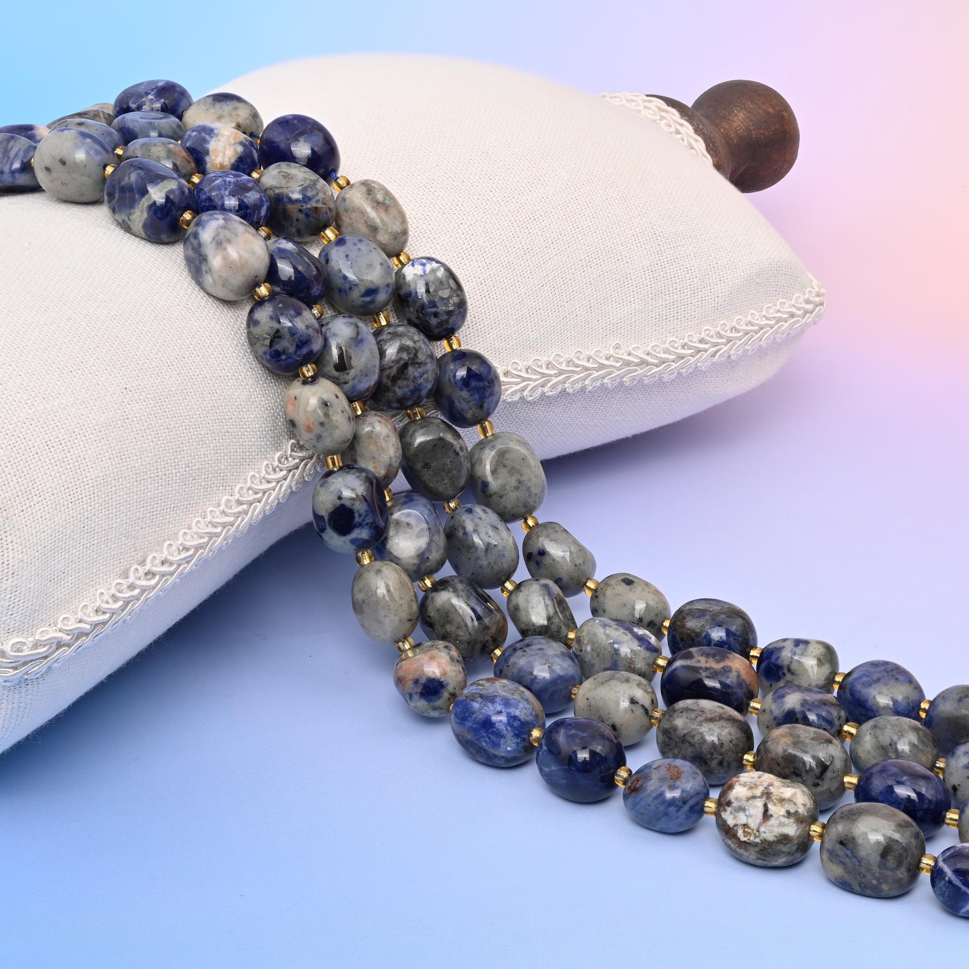 Natural Blue Sodalite Oval Gemstone Beads, Size 10-17mm, Blue Sodalite Nugget Beads, DIY Jewelry Making Beads, 15.5 Inches Per Strand