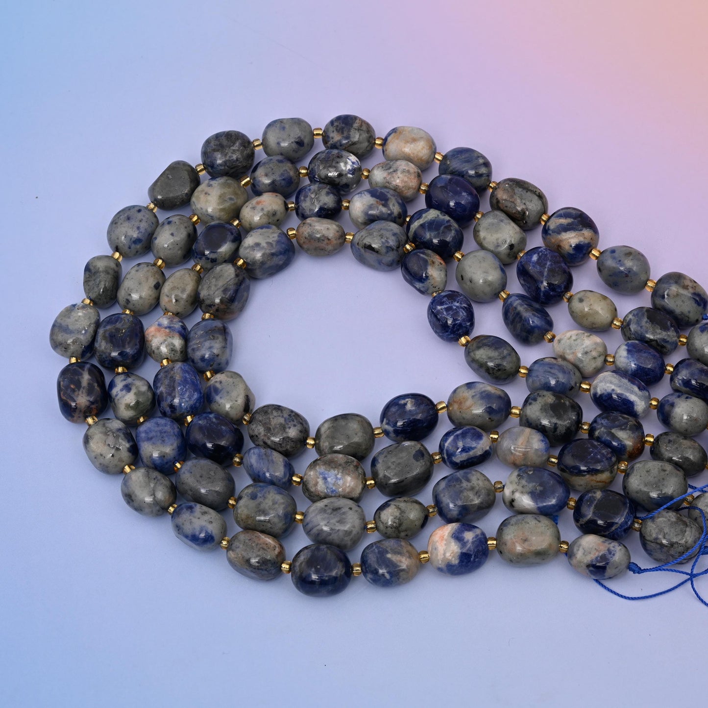 Natural Blue Sodalite Oval Gemstone Beads, Size 10-17mm, Blue Sodalite Nugget Beads, DIY Jewelry Making Beads, 15.5 Inches Per Strand