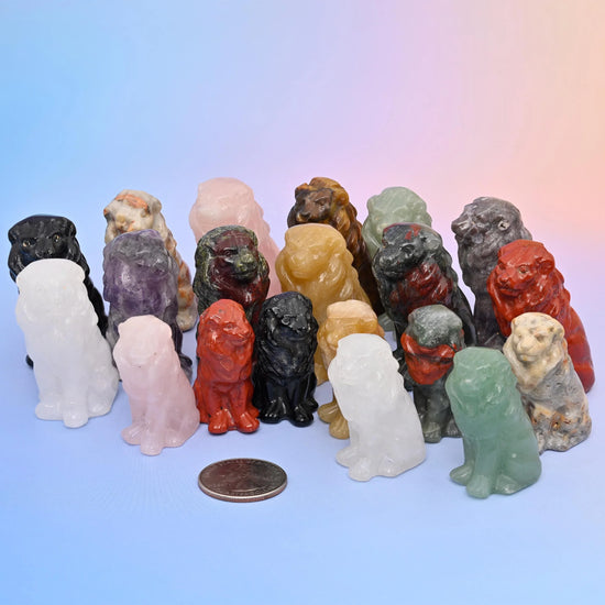 1.5" 2" Lion Small Crystal Carving, Lion Gemstone Figurine, Home Decoration, Gift for Everyone - Mycrazycrystal