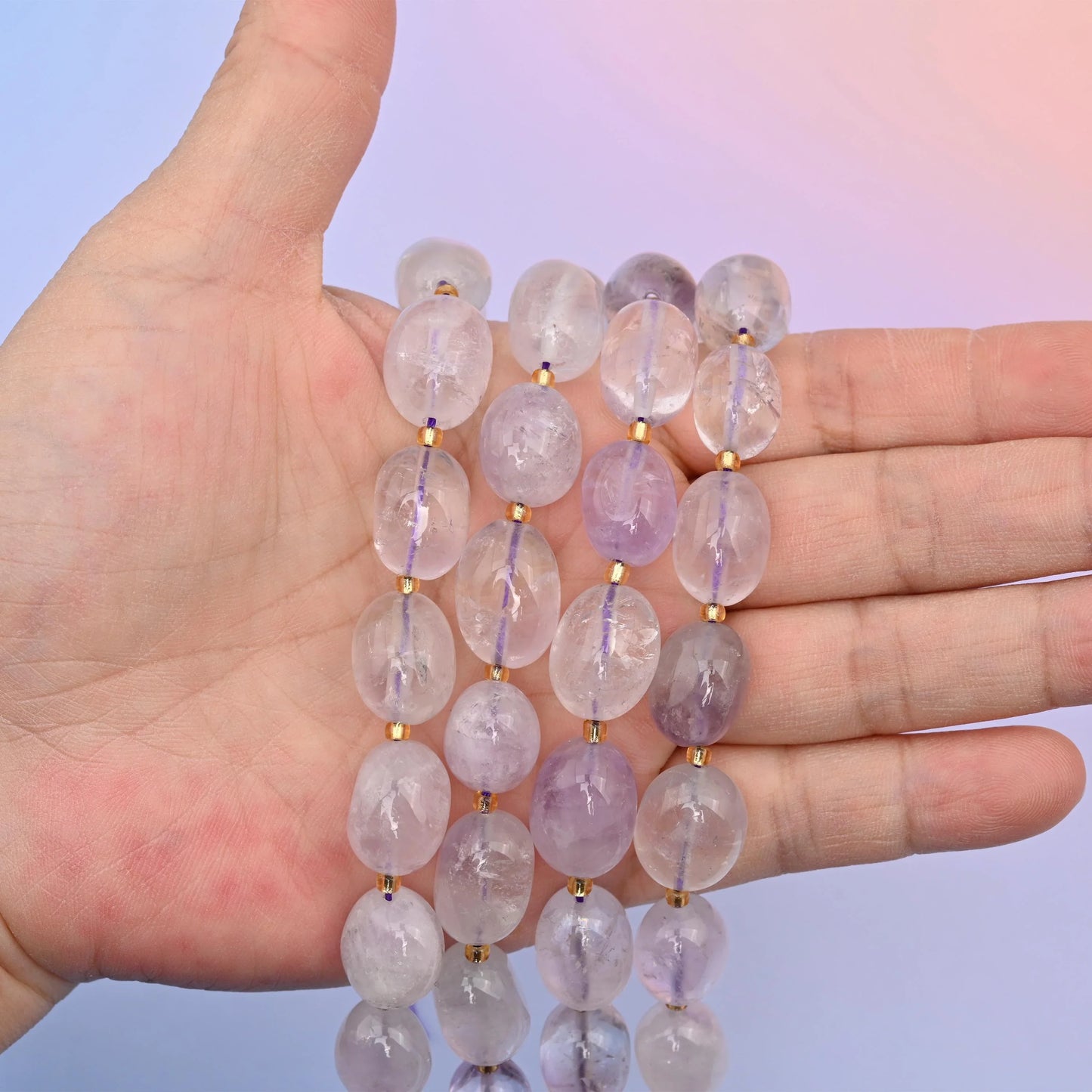 Natural Lavender Light Amethyst Oval Gemstone Beads, Size 10-17mm Amethyst Nugget Beads, DIY Jewelry Making Beads, 15.5 Inches Per Strand - Mycrazycrystal