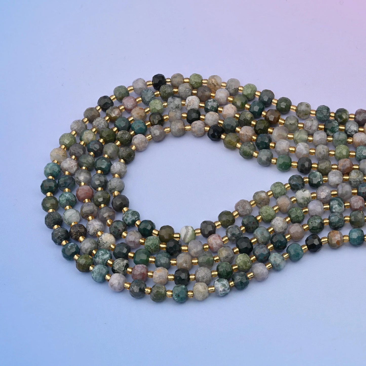 Natural Indian Agate Faceted Rondelle Gemstone Beads, 6x8 mm Faceted Rondelle Bead, DIY Jewelry Making Beads, 15.5 Inches Per Strand - Mycrazycrystal