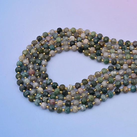 Natural Indian Agate Faceted Rondelle Gemstone Beads, 6x8 mm Faceted Rondelle Bead, DIY Jewelry Making Beads, 15.5 Inches Per Strand - Mycrazycrystal