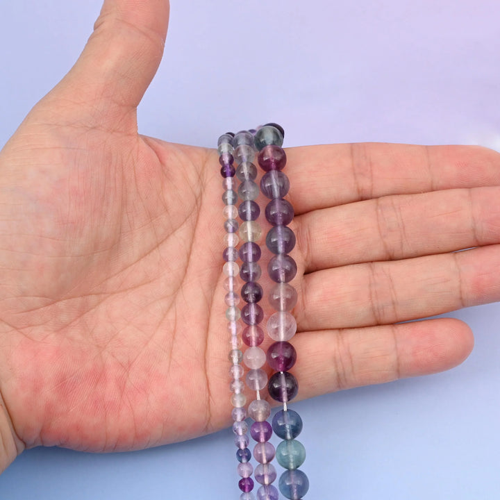 Natural Multi Color Fluorite Round Gemstone Beads, 4mm, 6mm, 8mm Gemstone Round Bead, DIY Jewelry Making Beads, 15.5 Inches Per Strand - Mycrazycrystal