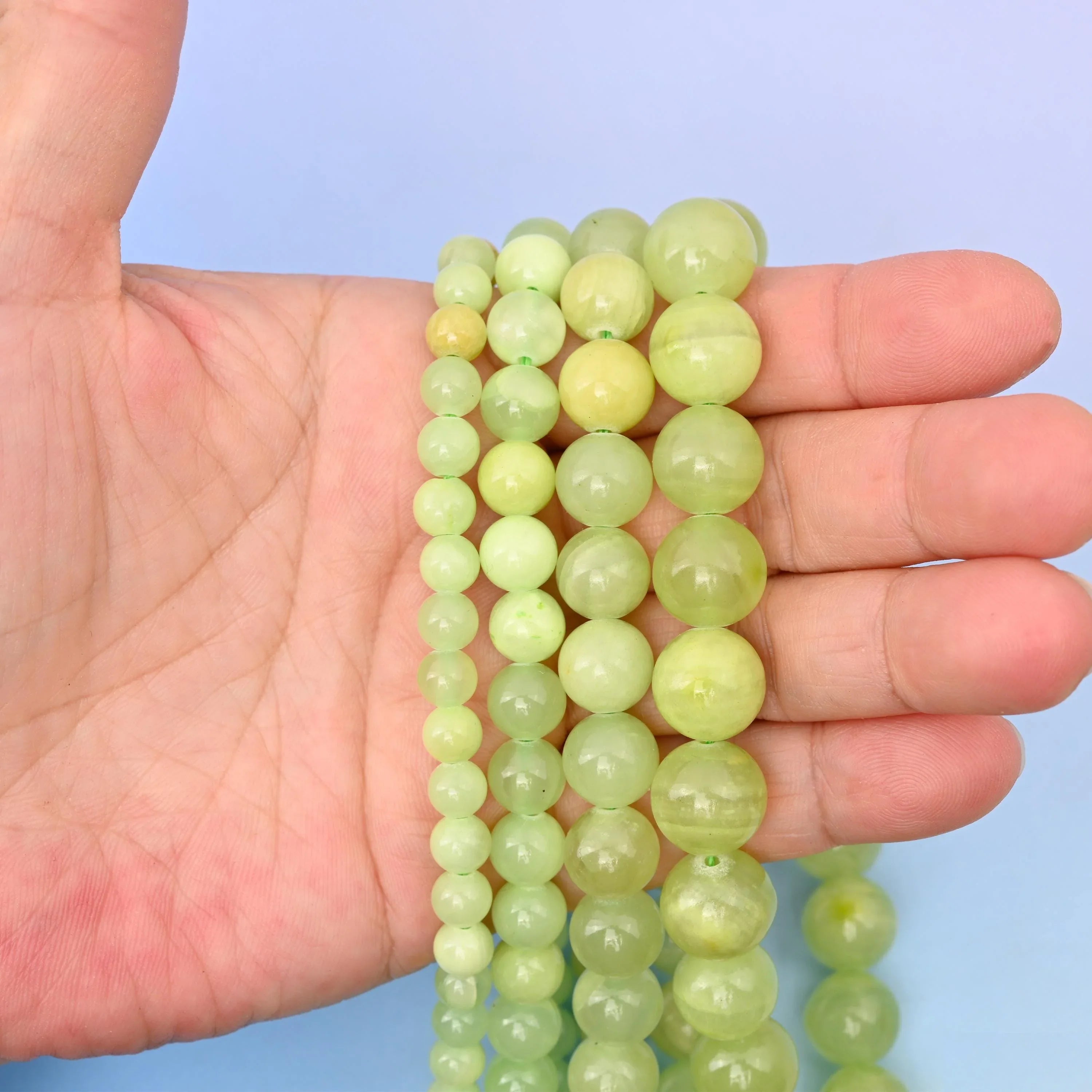 Green Flower Jade Round Gemstone Beads, 6mm, 8mm, 10mm, 12mm Gemstone Round Bead, DIY Jewelry Making Beads, 15.5 Inches Per Strand - Mycrazycrystal