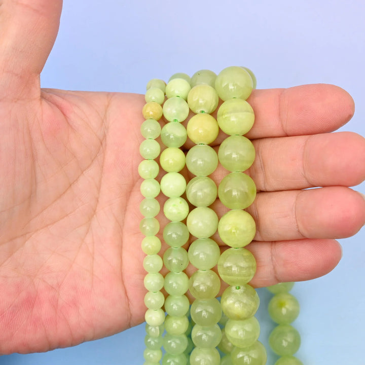 Green Flower Jade Round Gemstone Beads, 6mm, 8mm, 10mm, 12mm Gemstone Round Bead, DIY Jewelry Making Beads, 15.5 Inches Per Strand - Mycrazycrystal