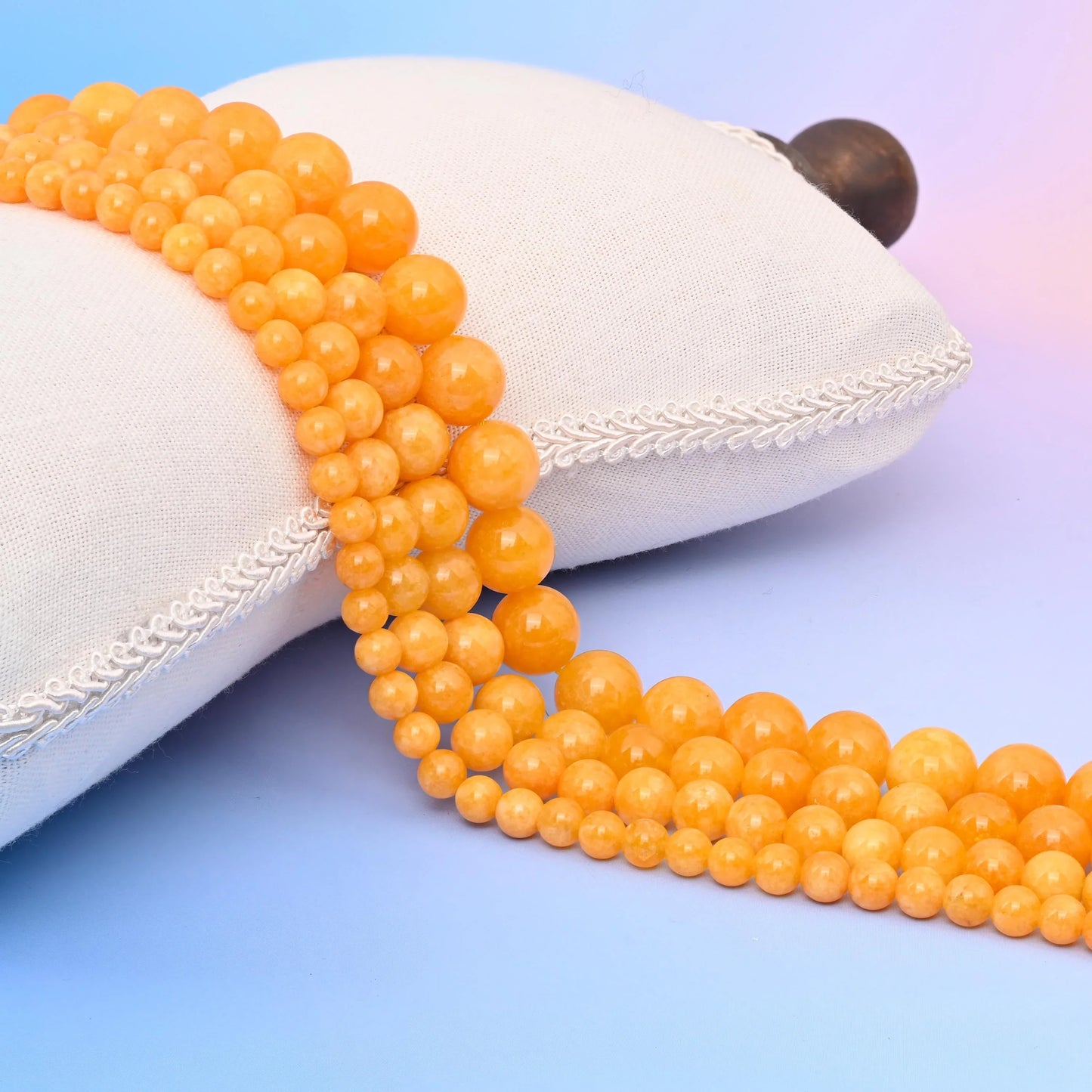 Yellow Cloudy Dyed Jade Round Gemstone Beads, 6mm, 8mm, 10mm, 12mm Gemstone Round Bead, DIY Jewelry Making Beads, 15.5 Inches Per Strand - Mycrazycrystal