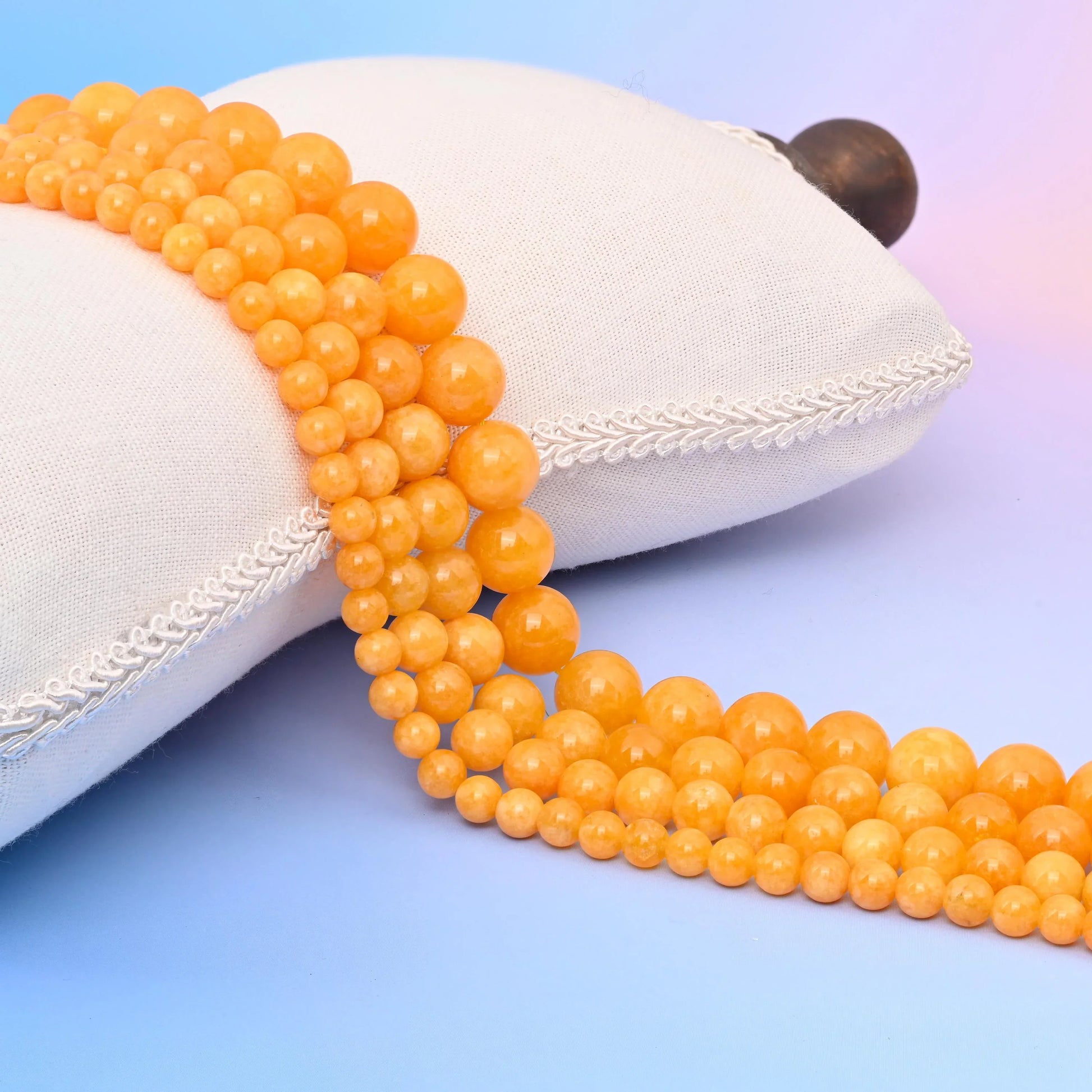Yellow Cloudy Dyed Jade Round Gemstone Beads, 6mm, 8mm, 10mm, 12mm Gemstone Round Bead, DIY Jewelry Making Beads, 15.5 Inches Per Strand - Mycrazycrystal