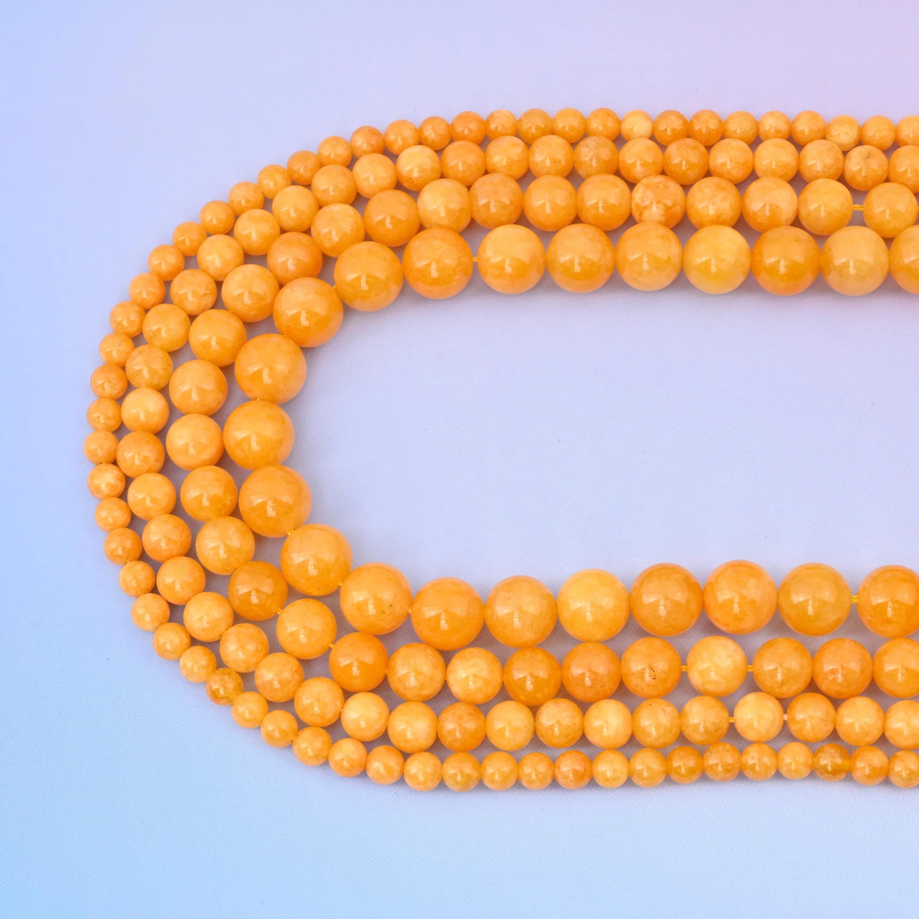 Yellow Cloudy Dyed Jade Round Gemstone Beads, 6mm, 8mm, 10mm, 12mm Gemstone Round Bead, DIY Jewelry Making Beads, 15.5 Inches Per Strand - Mycrazycrystal
