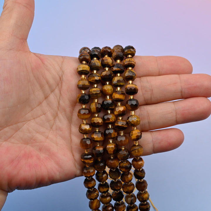 Natural Yellow Tiger Eye Faceted Rondelle Gemstone Beads