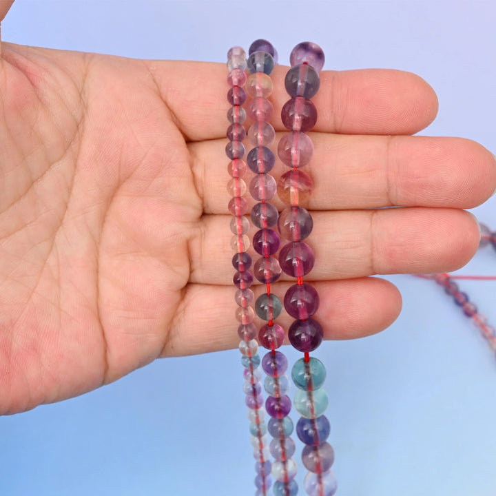 Natural Multi Color Quality Fluorite Round Gemstone Beads, 4mm, 6mm, 8mm Gemstone Round Bead, DIY Jewelry Making Beads, 15.5 Inches Per Strand - Mycrazycrystal