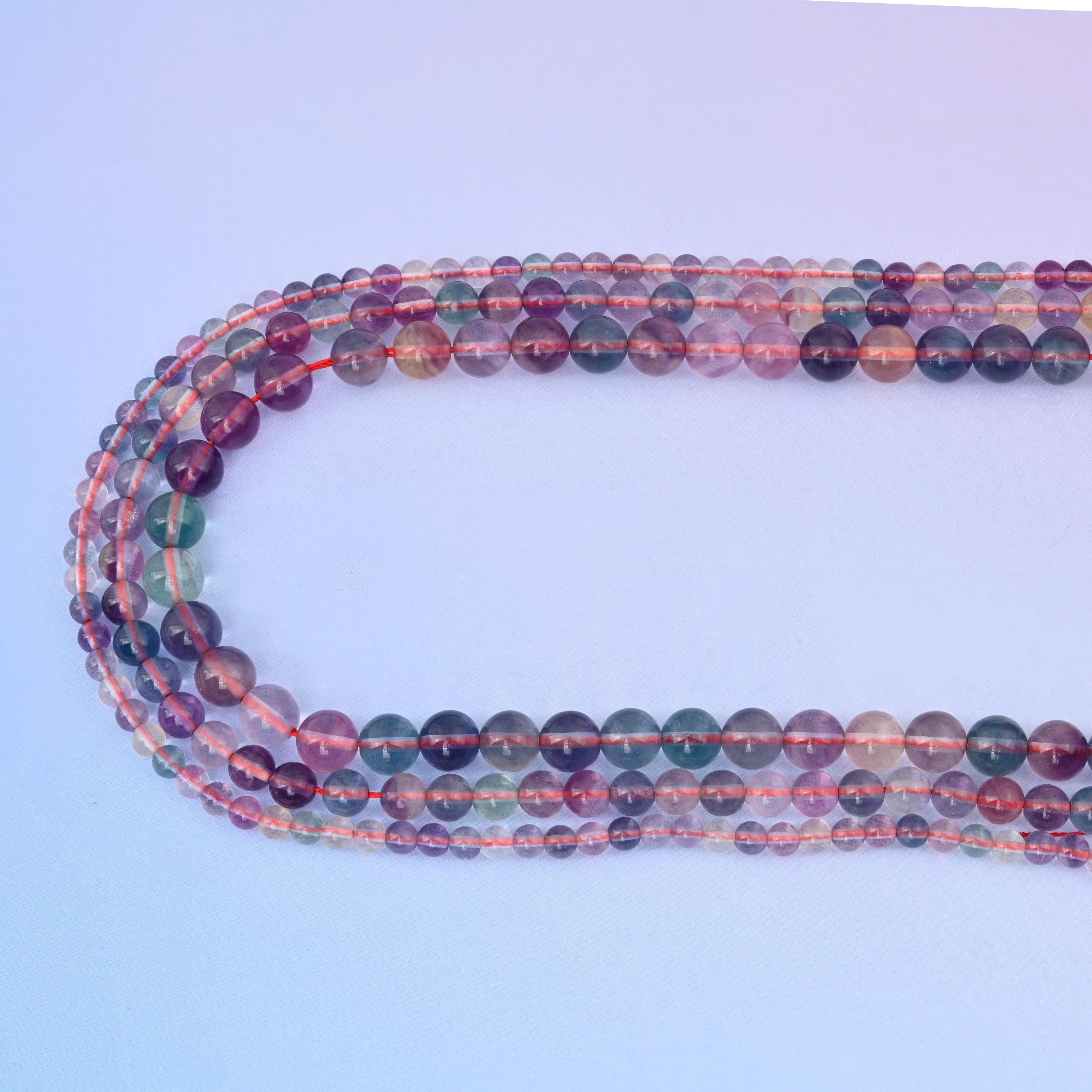 Natural Multi Color Quality Fluorite Round Gemstone Beads, 4mm, 6mm, 8mm Gemstone Round Bead, DIY Jewelry Making Beads, 15.5 Inches Per Strand - Mycrazycrystal
