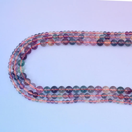 Natural Multi Color Quality Fluorite Round Gemstone Beads, 4mm, 6mm, 8mm Gemstone Round Bead, DIY Jewelry Making Beads, 15.5 Inches Per Strand - Mycrazycrystal