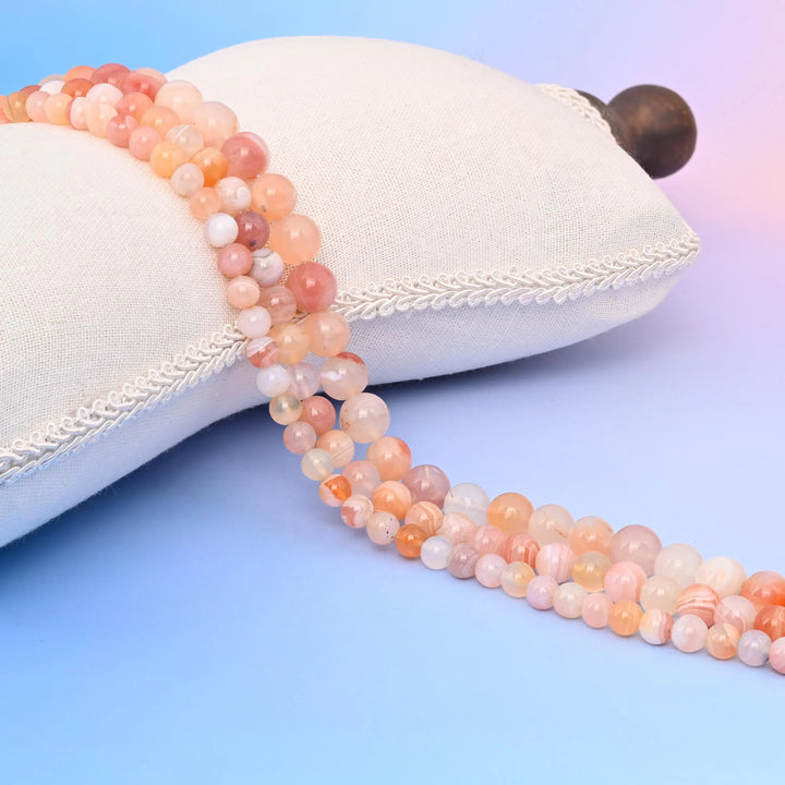 Pink Botswana Agate Round Gemstone Beads, 6mm, 8mm, 10mm Gemstone Round Bead, DIY Jewelry Making Beads, 15.5 Inches Per Strand - Mycrazycrystal