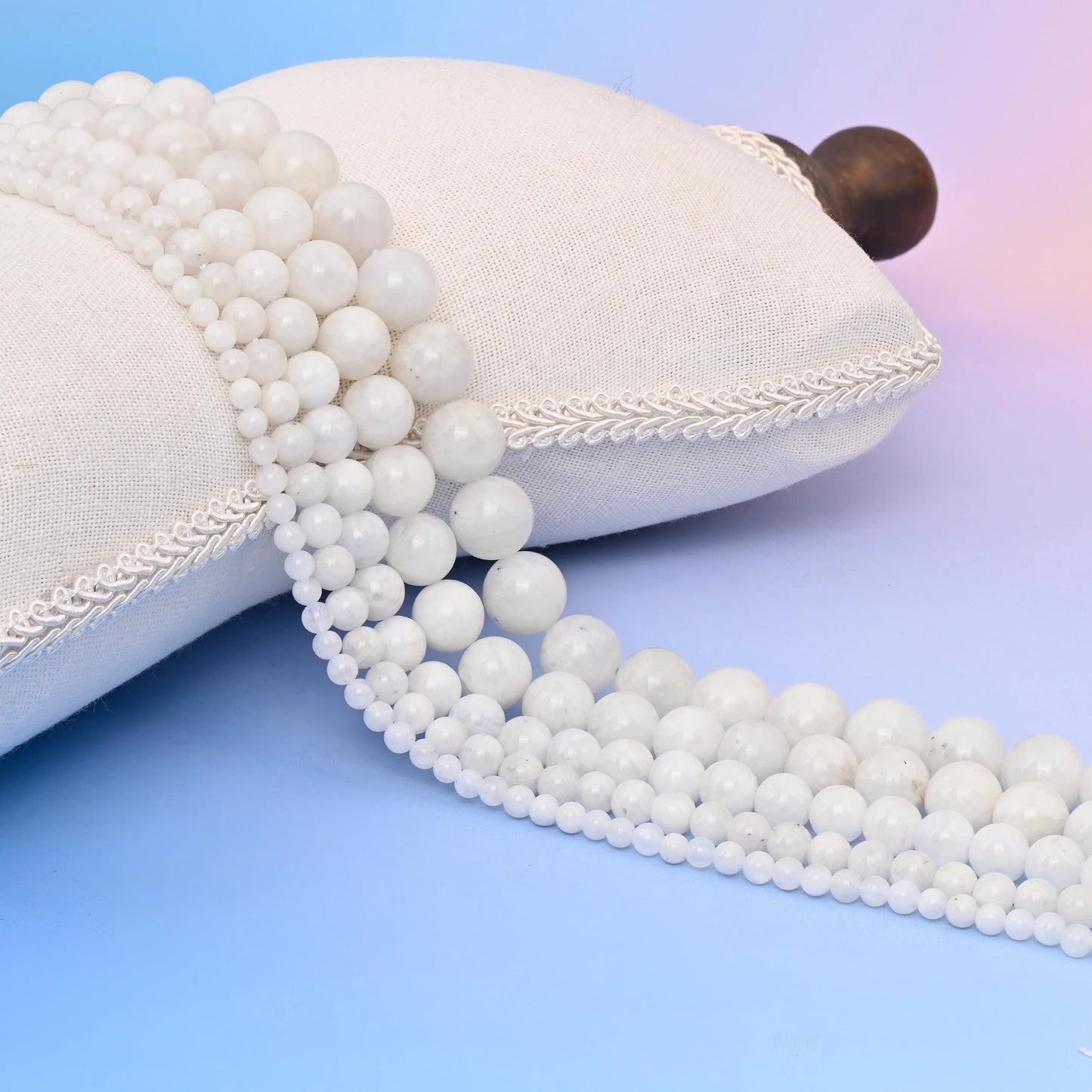 Flash White Moonstone Round Gemstone Beads, 4mm, 6mm, 8mm, 10mm, 12mm Gemstone Round Bead, DIY Jewelry Making Beads, 15.5 Inches Per Strand - Mycrazycrystal