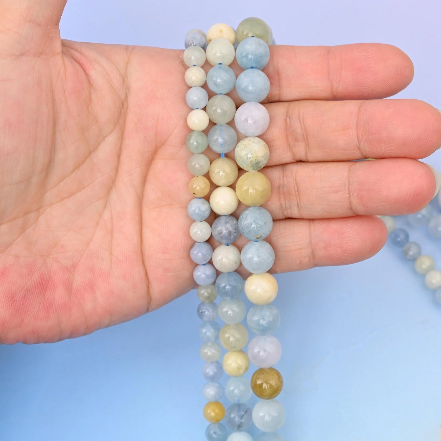 Natural Multi Color Aquamarine Round Gemstone Beads, 6mm, 8mm, 10mm Gemstone Round Bead, DIY Jewelry Making Beads, 15.5 Inches Per Strand - Mycrazycrystal