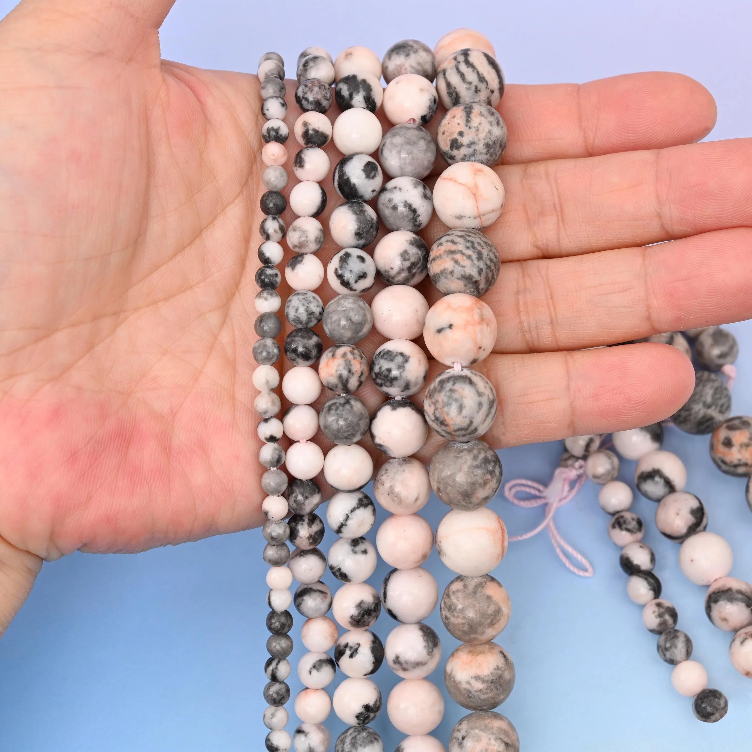 Pink Zebra Jasper Round Gemstone Beads, 4mm, 6mm, 8mm, 10mm, 12mm Gemstone Round Bead, DIY Jewelry Making Beads, 15.5 Inches Per Strand - Mycrazycrystal