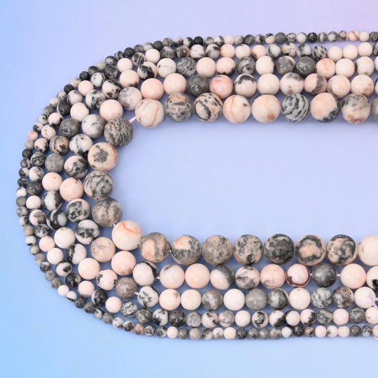 Pink Zebra Jasper Round Gemstone Beads, 4mm, 6mm, 8mm, 10mm, 12mm Gemstone Round Bead, DIY Jewelry Making Beads, 15.5 Inches Per Strand - Mycrazycrystal