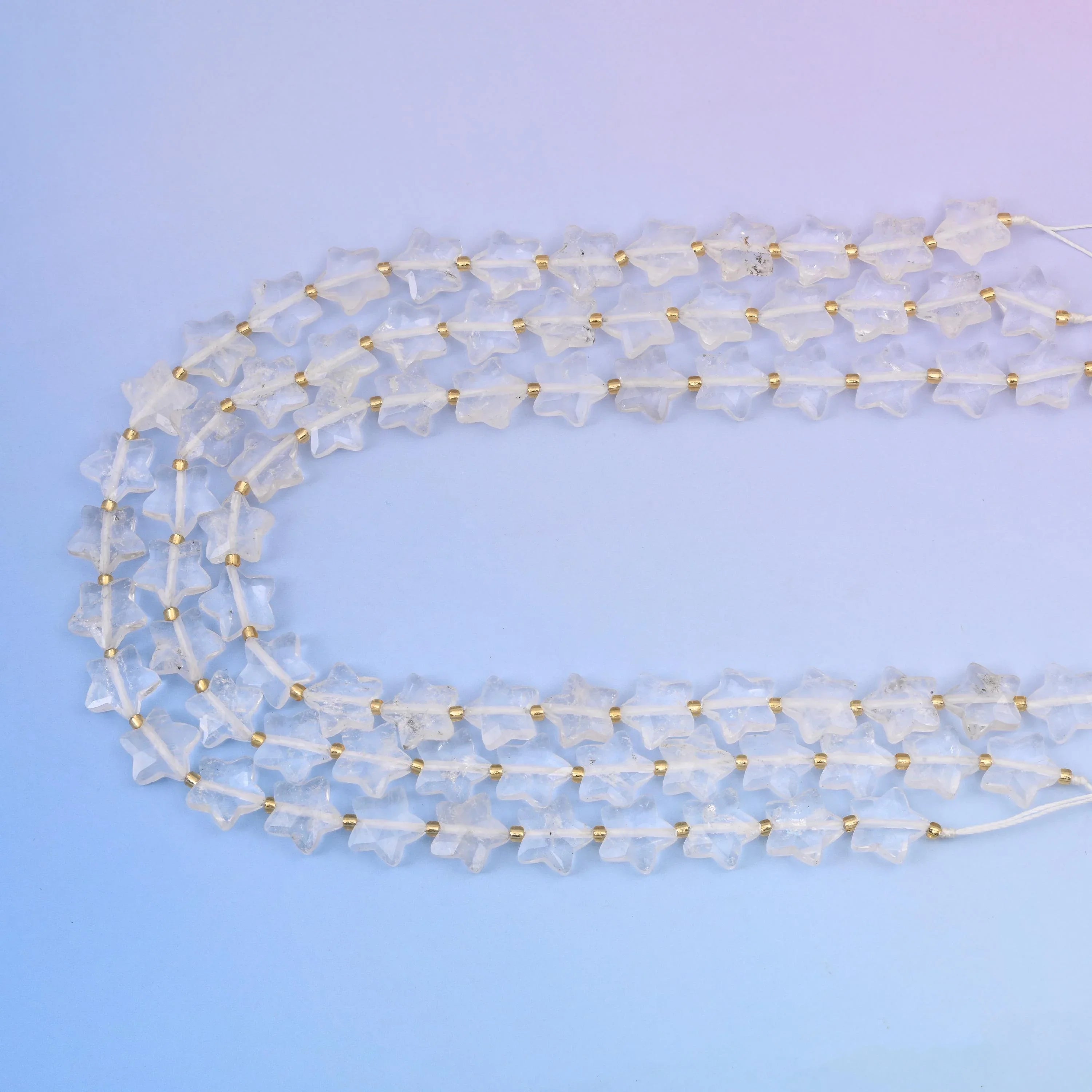 Natural Clear Quartz 5 Pointed Star Faceted Gemstone Beads, 14mm Star Gemstone Bead, DIY Jewelry Making Beads, 15.5 Inches Per Strand - Mycrazycrystal