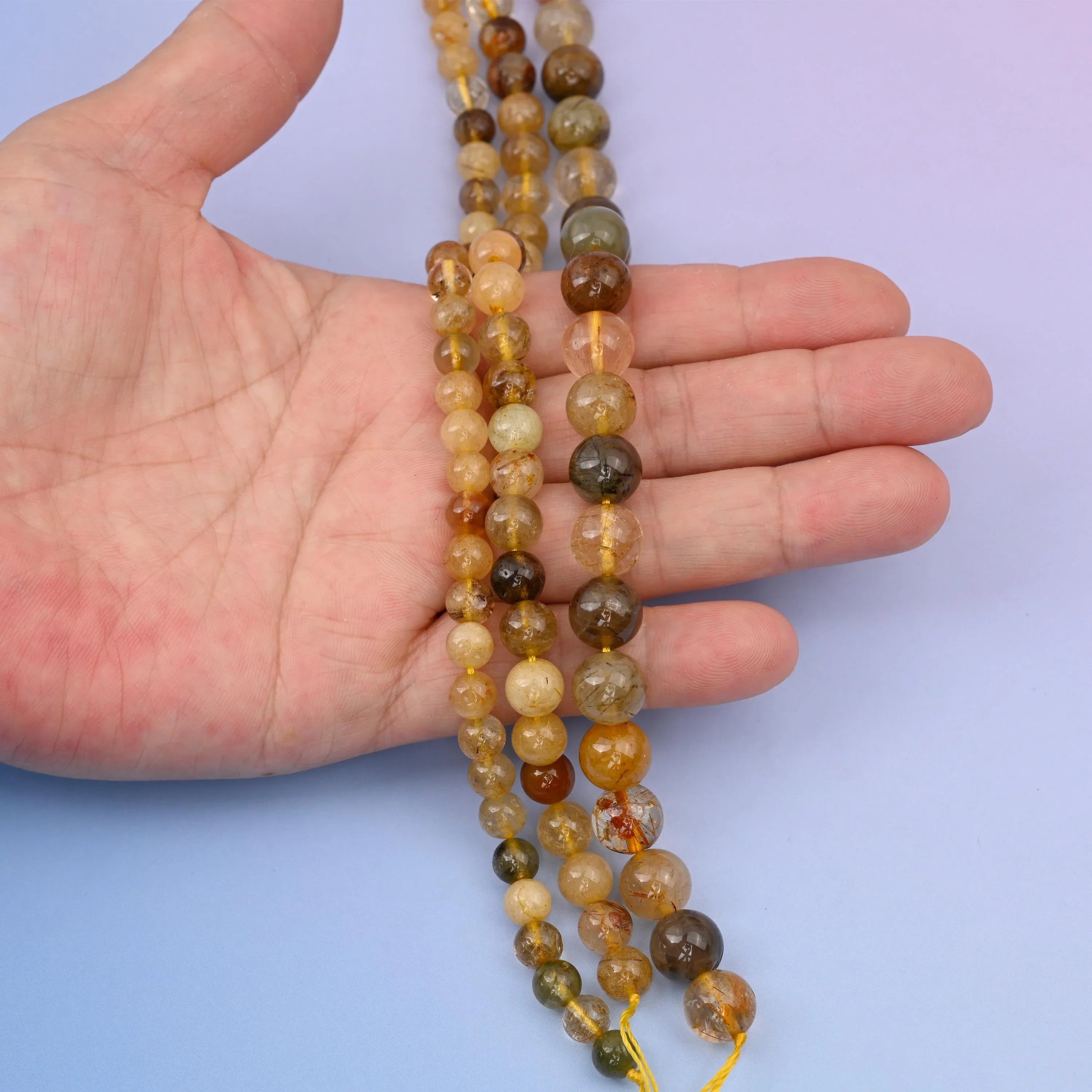 Multi Color Rutilated Quartz Round Gemstone Beads, 6mm, 8mm, 10mm Gemstone Round Bead, DIY Jewelry Making Beads, 15.5 Inches Per Strand - Mycrazycrystal