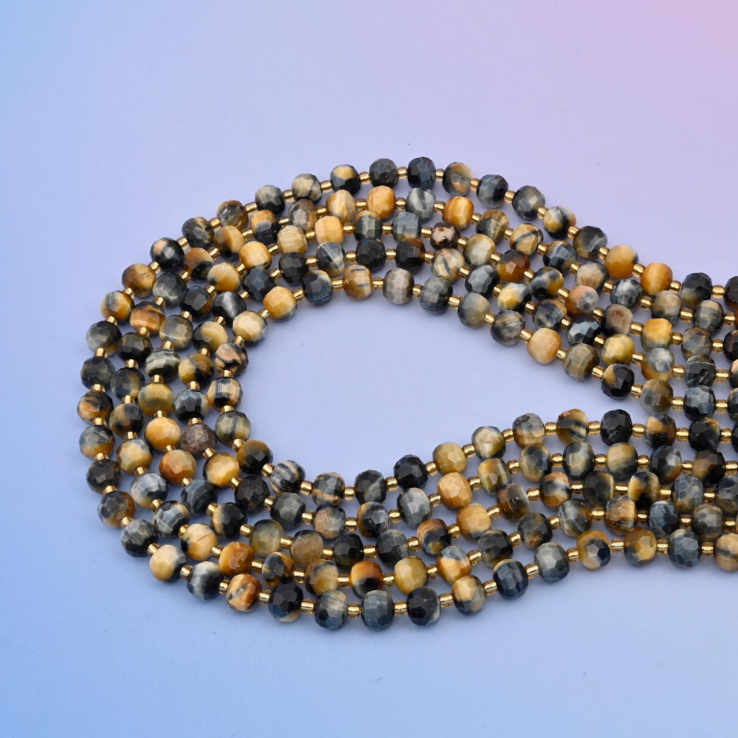Natural Dream Tiger Eye Faceted Rondelle Gemstone Beads, 6x8 mm Faceted Rondelle Bead, DIY Jewelry Making Beads, 15.5 Inches Per Strand