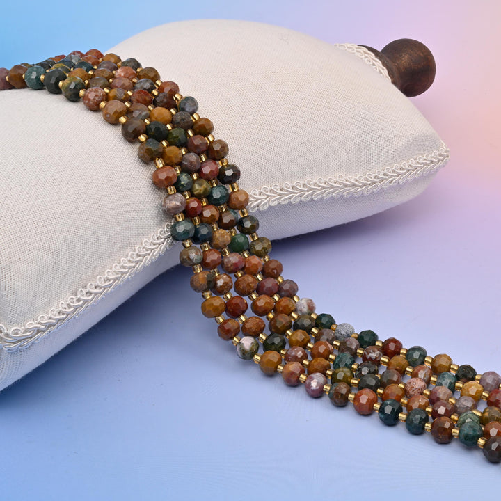 Natural Ocean Agate Faceted Rondelle Gemstone Beads, 6x8 mm Faceted Rondelle Bead, DIY Jewelry Making Beads, 15.5 Inches Per Strand