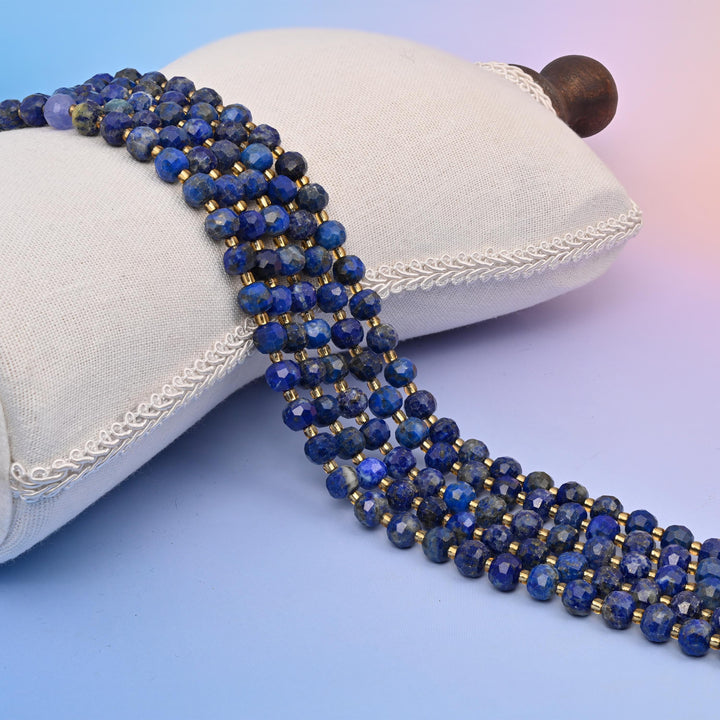 Natural Blue Lapis Faceted Rondelle Gemstone Beads, 6x8 mm Faceted Rondelle Bead, DIY Jewelry Making Beads, 15.5 Inches Per Strand
