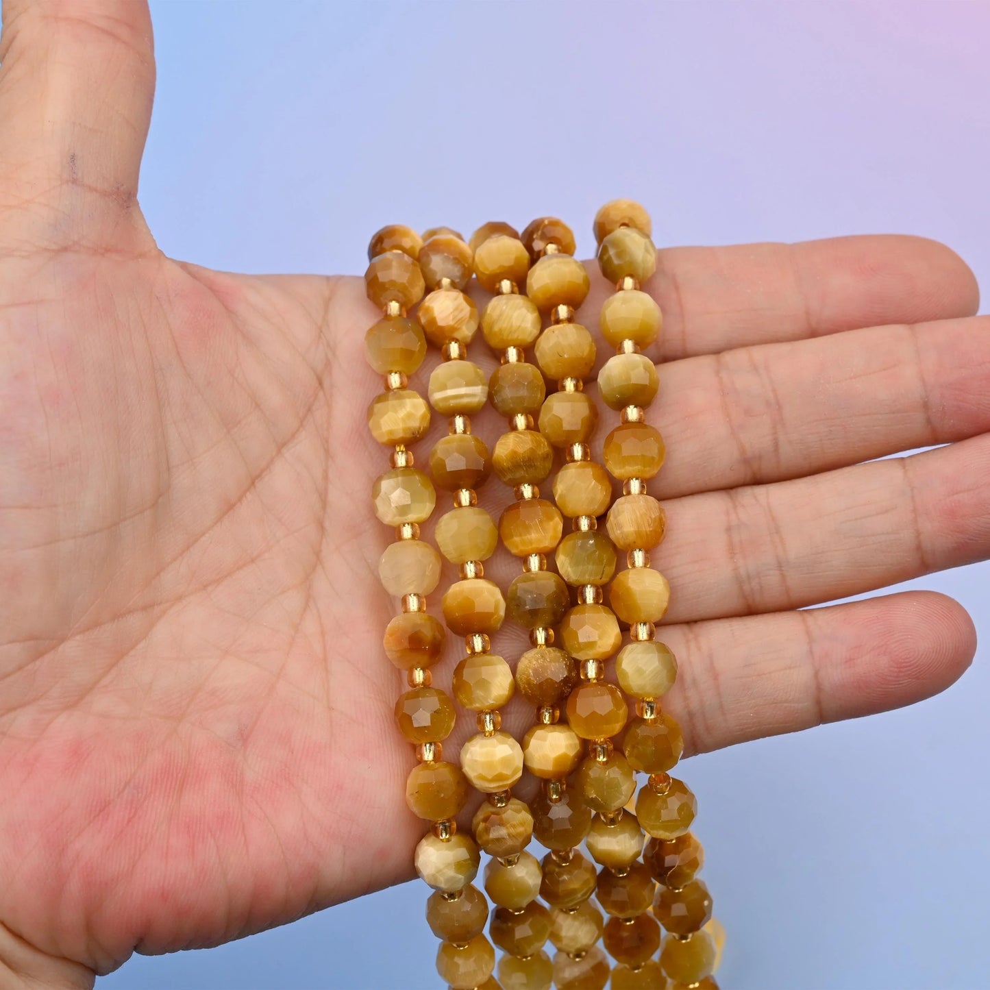 Natural Golden Tiger Eye Faceted Rondelle Gemstone Beads, 6x8 mm Faceted Rondelle Bead, DIY Jewelry Making Beads, 15.5 Inches Per Strand - Mycrazycrystal