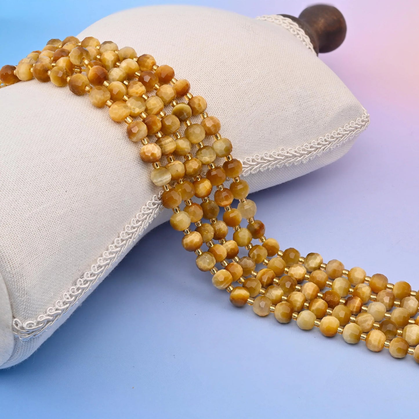 Natural Golden Tiger Eye Faceted Rondelle Gemstone Beads, 6x8 mm Faceted Rondelle Bead, DIY Jewelry Making Beads, 15.5 Inches Per Strand - Mycrazycrystal