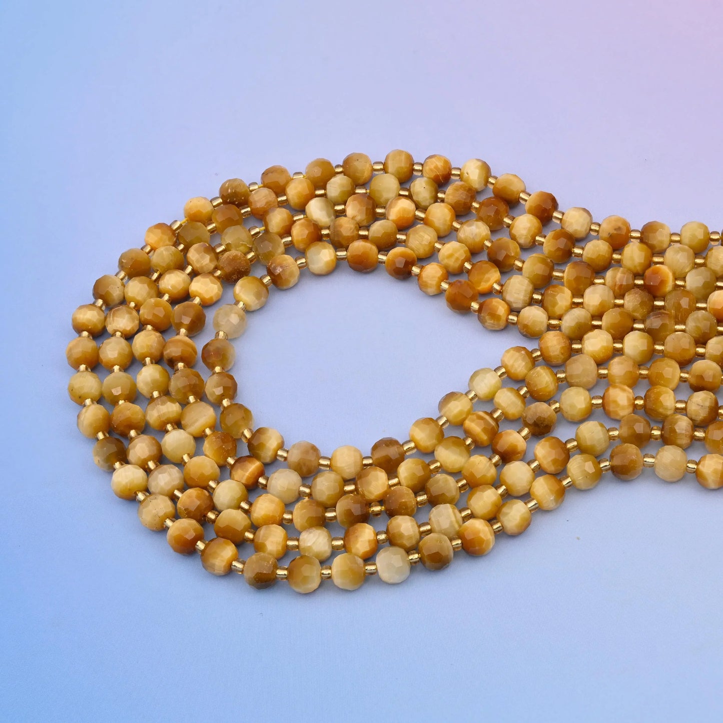 Natural Golden Tiger Eye Faceted Rondelle Gemstone Beads, 6x8 mm Faceted Rondelle Bead, DIY Jewelry Making Beads, 15.5 Inches Per Strand - Mycrazycrystal