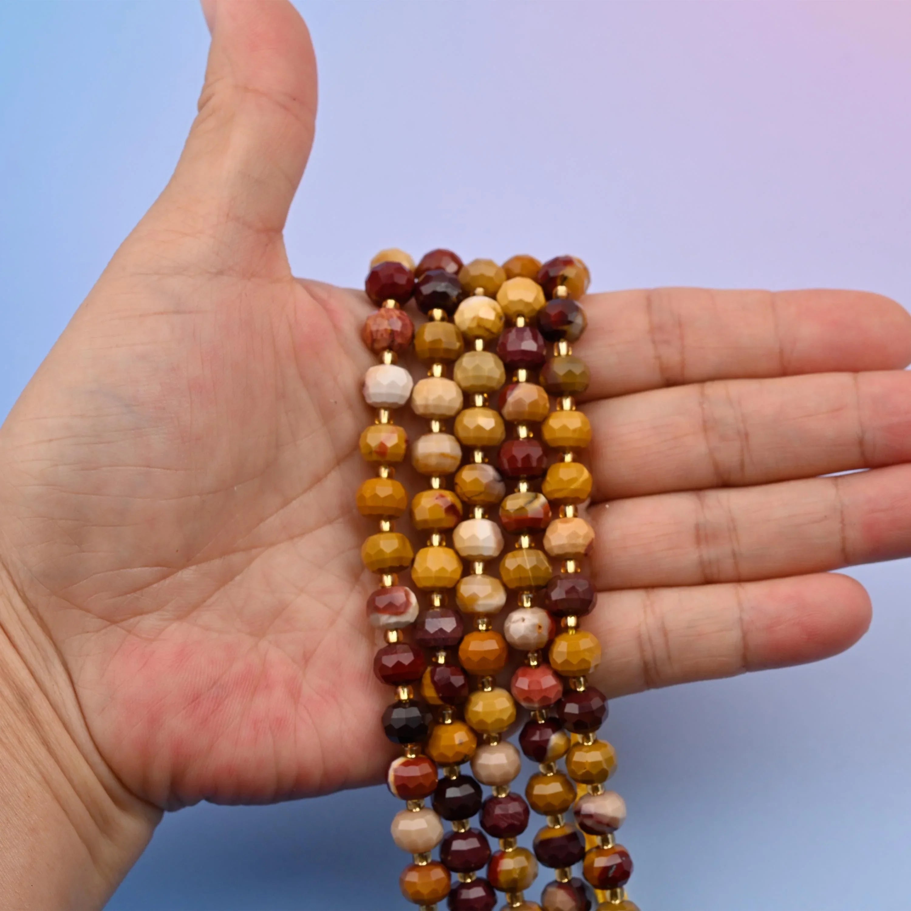 Natural Mookaite Faceted Rondelle Gemstone Beads, 6x8 mm Faceted Rondelle Bead, DIY Jewelry Making Beads, 15.5 Inches Per Strand - Mycrazycrystal