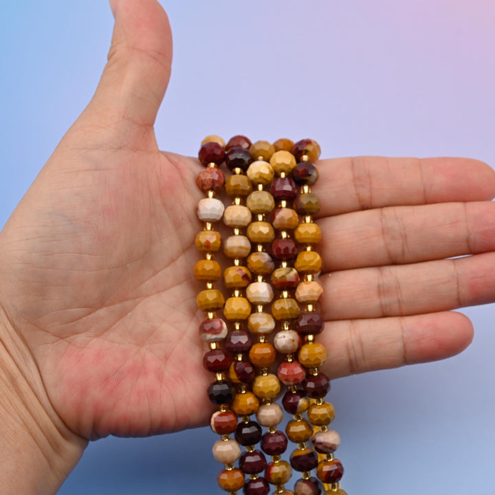 Natural Mookaite Faceted Rondelle Gemstone Beads, 6x8 mm Faceted Rondelle Bead, DIY Jewelry Making Beads, 15.5 Inches Per Strand