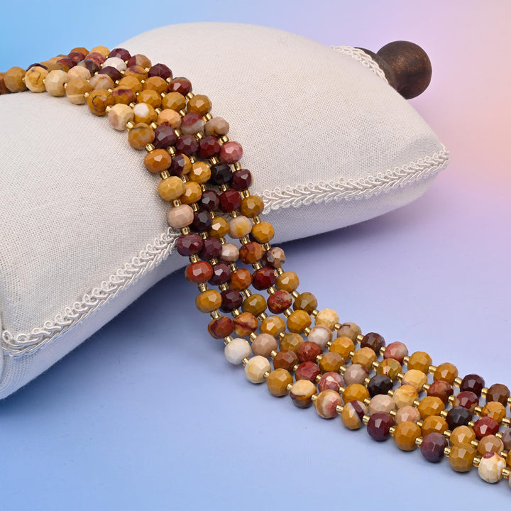 Natural Mookaite Faceted Rondelle Gemstone Beads, 6x8 mm Faceted Rondelle Bead, DIY Jewelry Making Beads, 15.5 Inches Per Strand