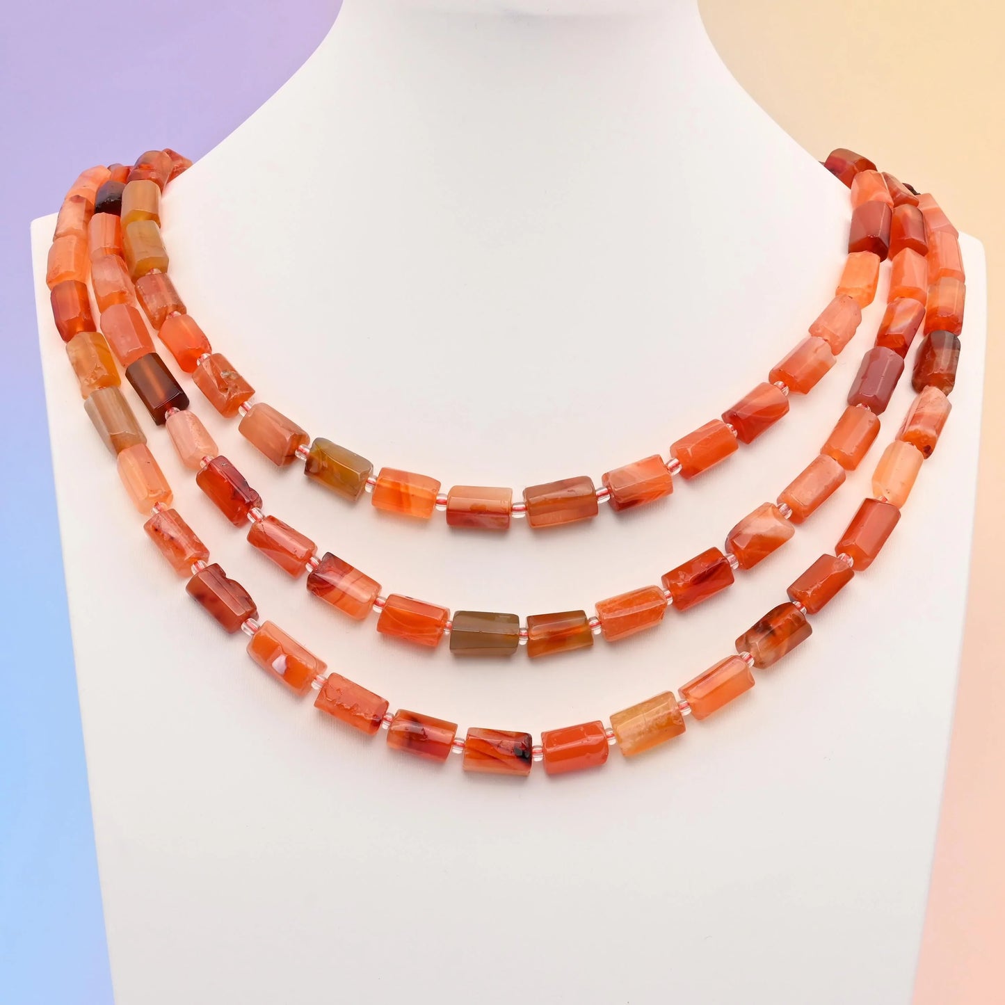 Natural Carnelian Faceted Tube Beads, Bead Size 12x8mm Gemstone Cylinder Bead, DIY Jewelry Making Beads, 15.5 Inches Per Strand - Mycrazycrystal