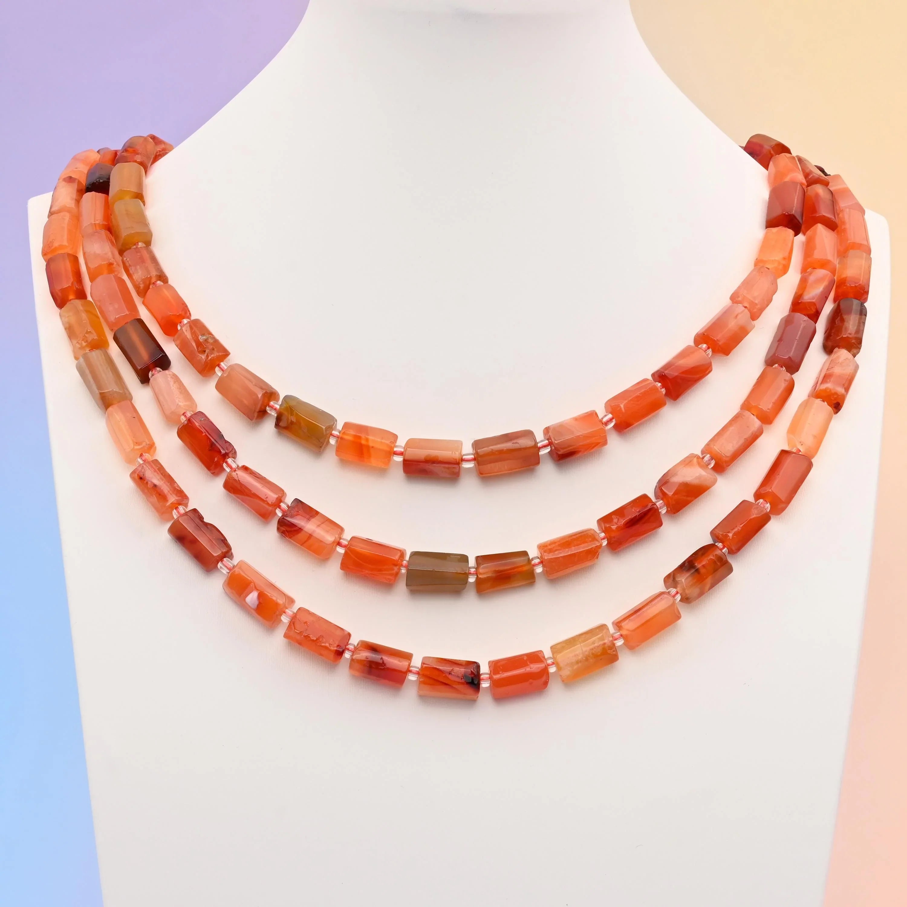 Natural Carnelian Faceted Tube Beads, Bead Size 12x8mm Gemstone Cylinder Bead, DIY Jewelry Making Beads, 15.5 Inches Per Strand - Mycrazycrystal