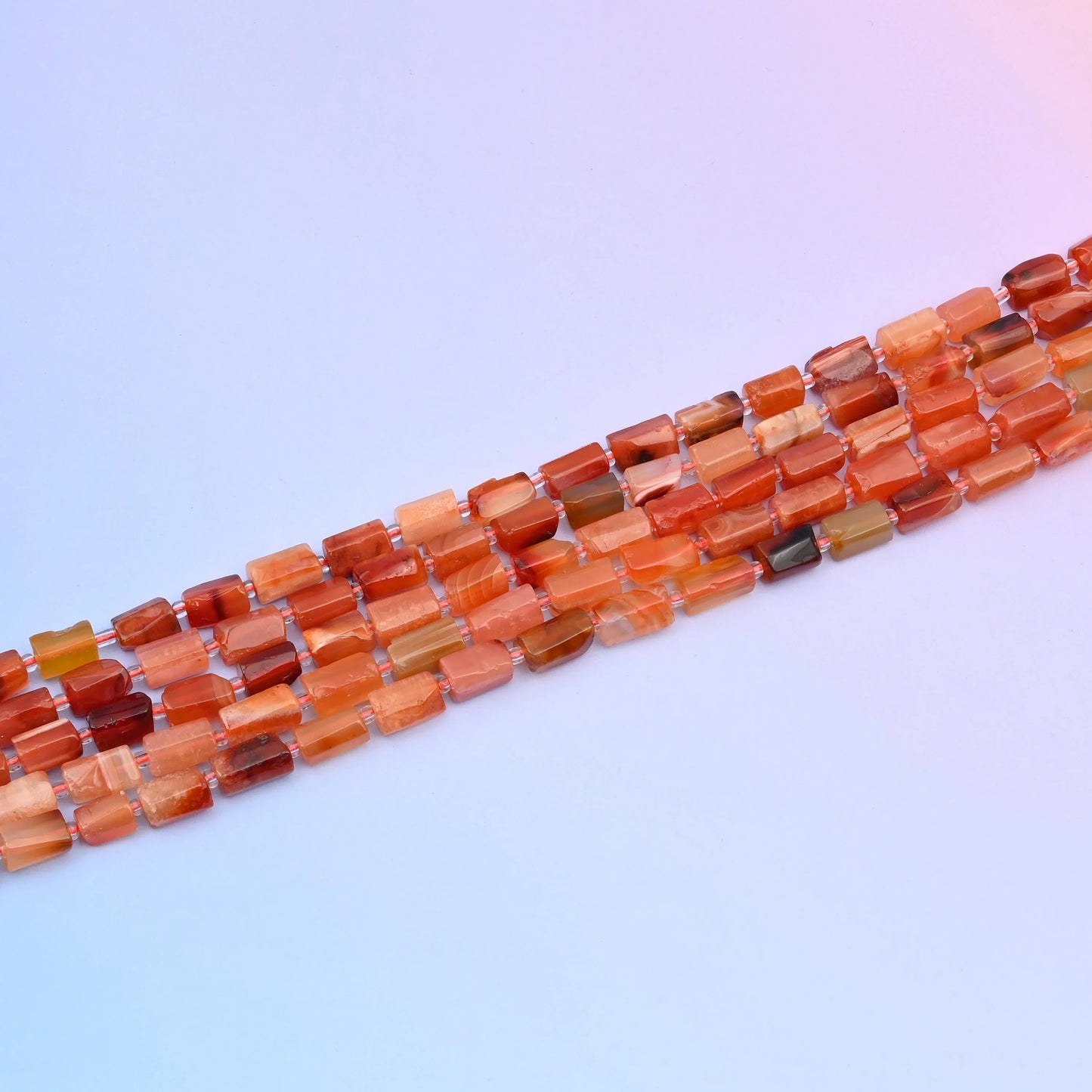 Natural Carnelian Faceted Tube Beads, Bead Size 12x8mm Gemstone Cylinder Bead, DIY Jewelry Making Beads, 15.5 Inches Per Strand - Mycrazycrystal