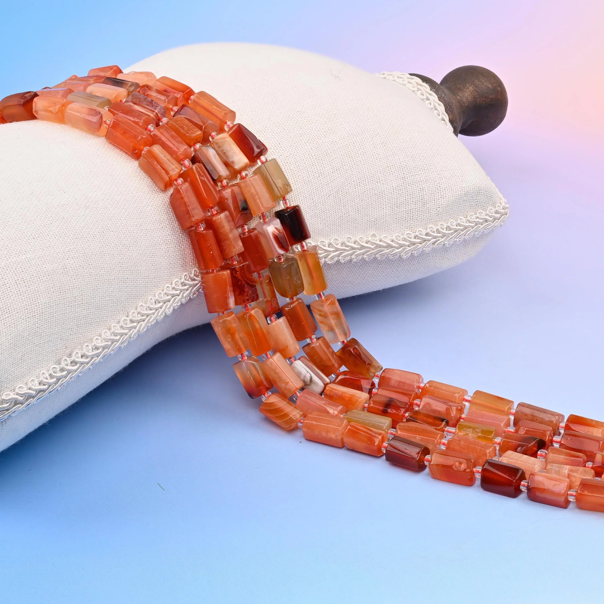 Natural Carnelian Faceted Tube Beads, Bead Size 12x8mm Gemstone Cylinder Bead, DIY Jewelry Making Beads, 15.5 Inches Per Strand - Mycrazycrystal