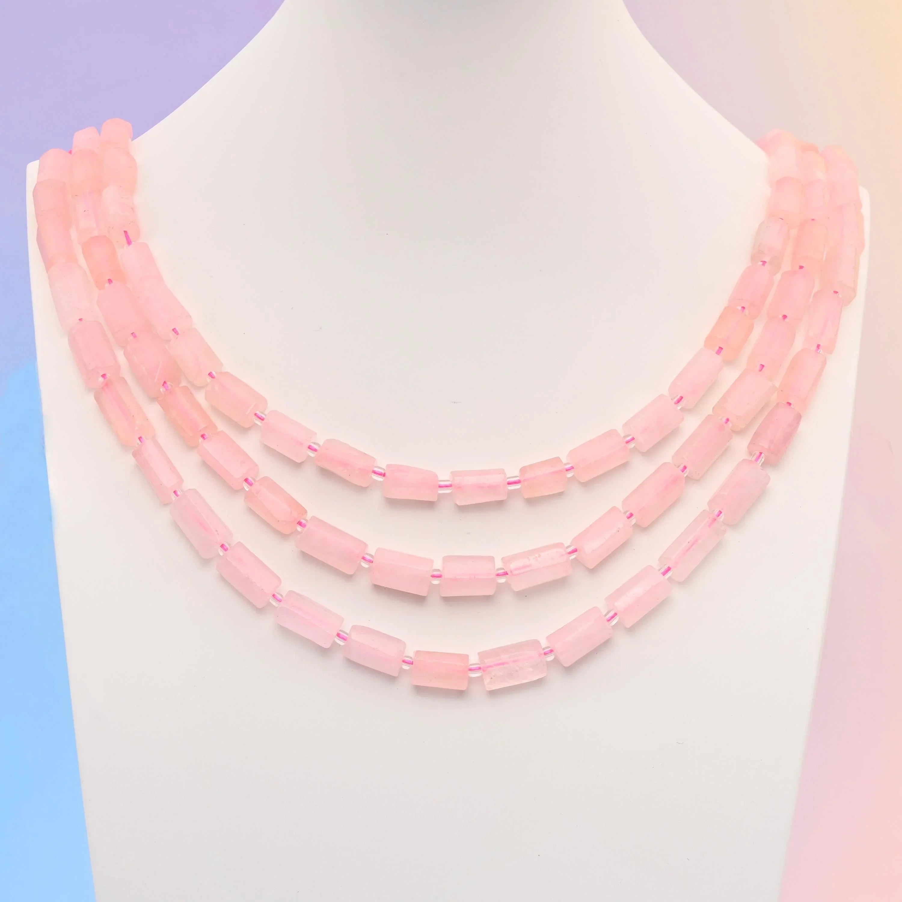 Natural Rose Quartz Faceted Tube Beads, Bead Size 12x8mm Rose Quartz Cylinder Bead, DIY Jewelry Making Beads, 15.5 Inches Per Strand - Mycrazycrystal