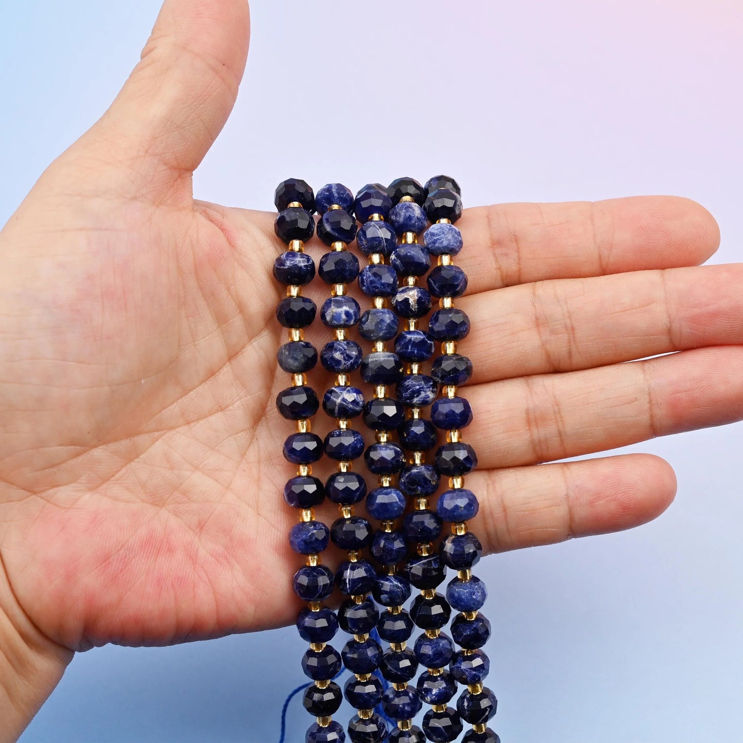 Natural Blue Sodalite Faceted Rondelle Gemstone Beads, 6x8 mm Faceted Rondelle Bead, DIY Jewelry Making Beads, 15.5 Inches Per Strand - Mycrazycrystal
