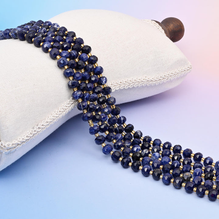 Natural Blue Sodalite Faceted Rondelle Gemstone Beads, 6x8 mm Faceted Rondelle Bead, DIY Jewelry Making Beads, 15.5 Inches Per Strand