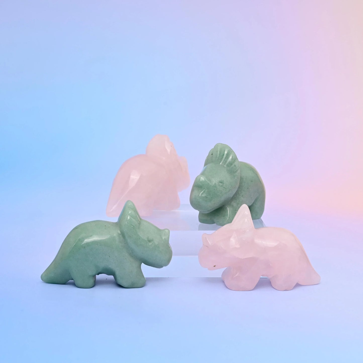 1.5" Triceratops Small Crystal Carving, Dinosaur Gemstone Figurine, Home Decoration, Gift for Everyone - Mycrazycrystal