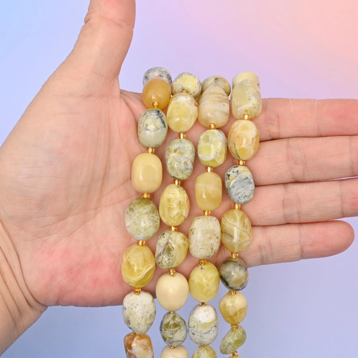 Natural Yellow Opal Oval Gemstone Beads, Size 10-17mm Yellow Opal Nugget Beads, DIY Jewelry Making Beads, 15.5 Inches Per Strand - Mycrazycrystal