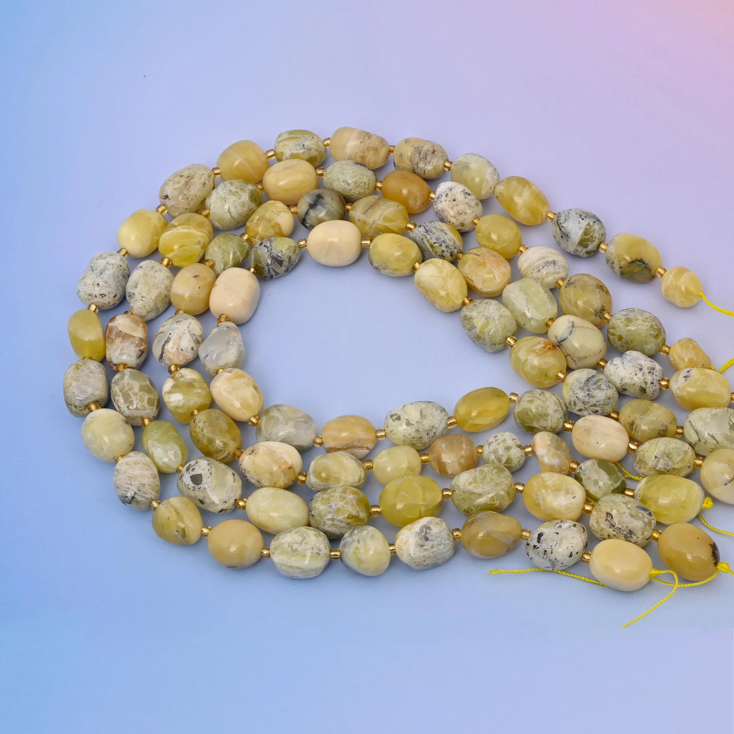 Natural Yellow Opal Oval Gemstone Beads, Size 10-17mm Yellow Opal Nugget Beads, DIY Jewelry Making Beads, 15.5 Inches Per Strand - Mycrazycrystal