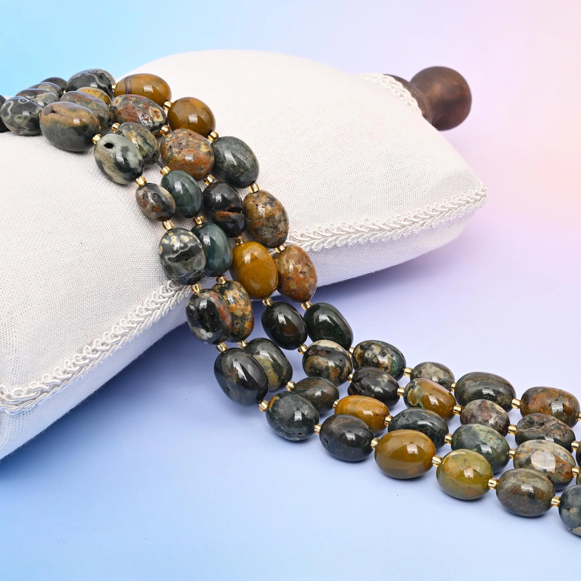Natural Ocean Jasper Oval Gemstone Beads, Size 10-17mm Ocean Jasper Nugget Beads, DIY Jewelry Making Beads, 15.5 Inches Per Strand - Mycrazycrystal