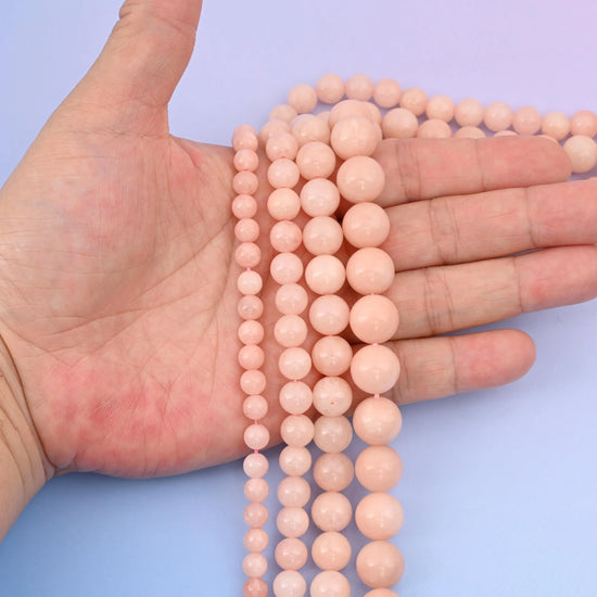 Pink Dyed Jade Round Gemstone Beads, 6mm, 8mm, 10mm, 12mm Gemstone Round Bead, DIY Jewelry Making Beads, 15.5 Inches Per Strand - Mycrazycrystal