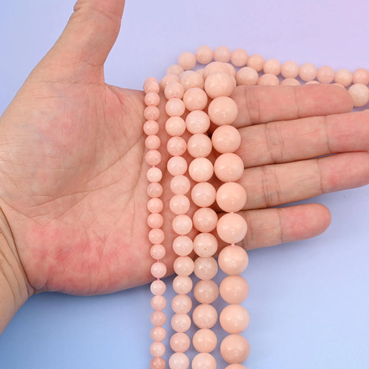 Pink Dyed Jade Round Gemstone Beads, 6mm, 8mm, 10mm, 12mm Gemstone Round Bead, DIY Jewelry Making Beads, 15.5 Inches Per Strand - Mycrazycrystal