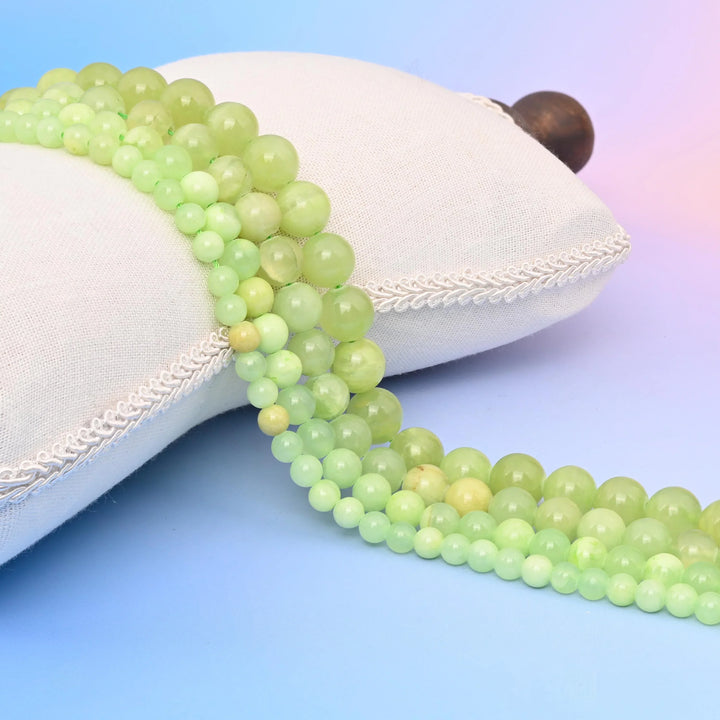 Green Flower Jade Round Gemstone Beads, 6mm, 8mm, 10mm, 12mm Gemstone Round Bead, DIY Jewelry Making Beads, 15.5 Inches Per Strand - Mycrazycrystal